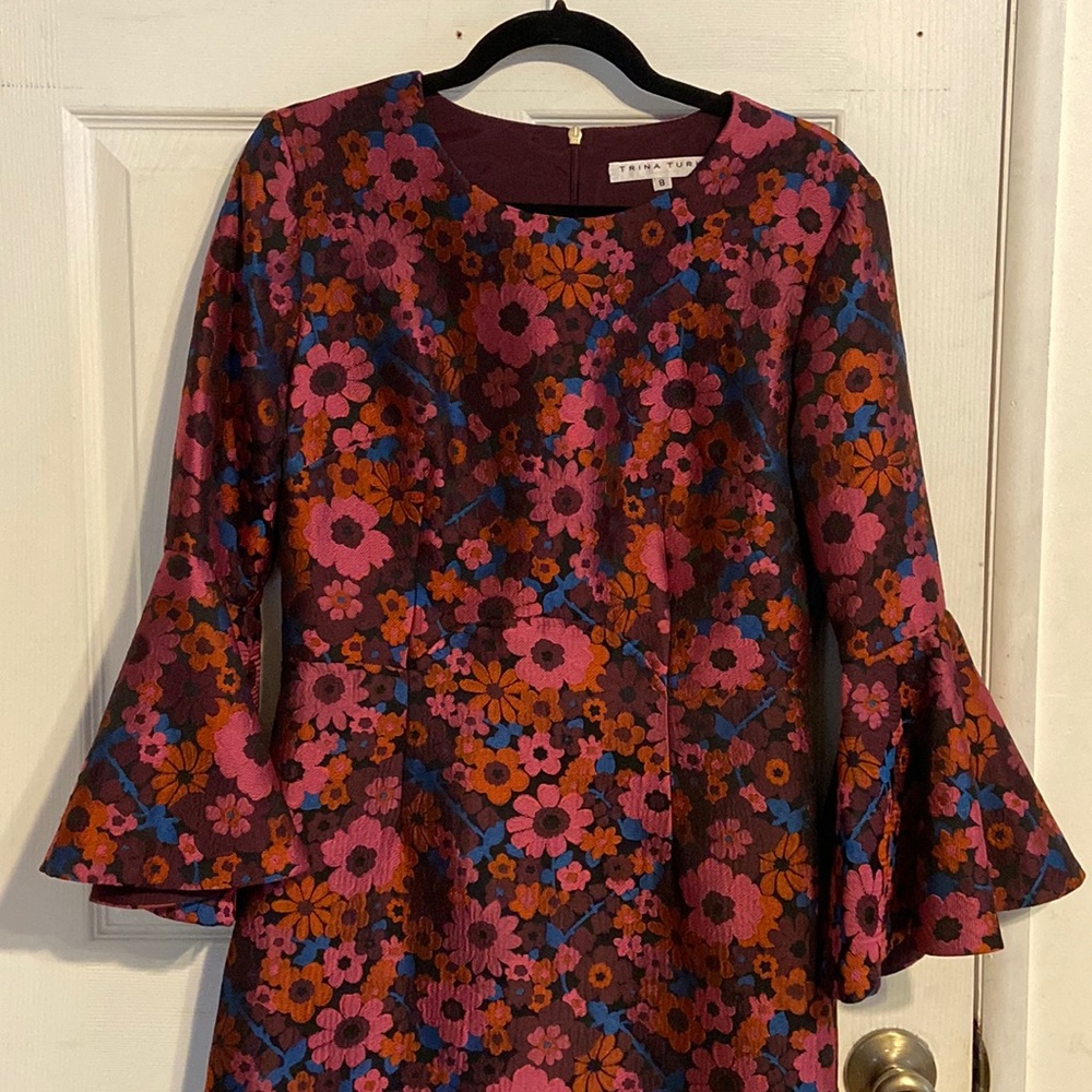 Trina Turk Floral Jacquard Bell Sleeve Dress